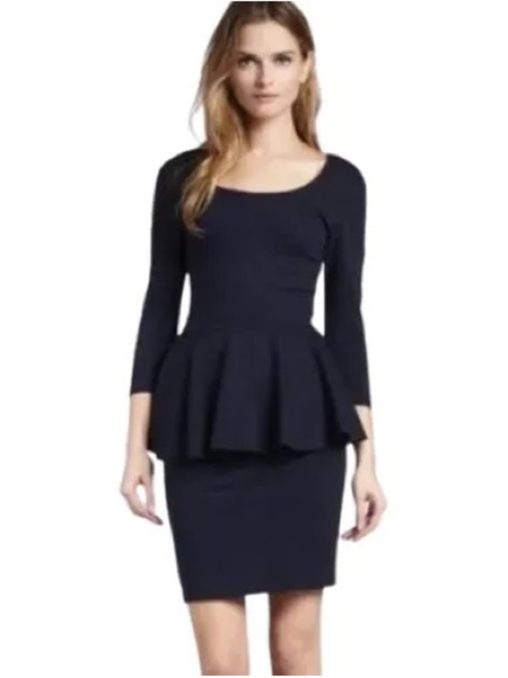 Alice + Olivia Amanda Navy Peplum Shift Dress Sz 8